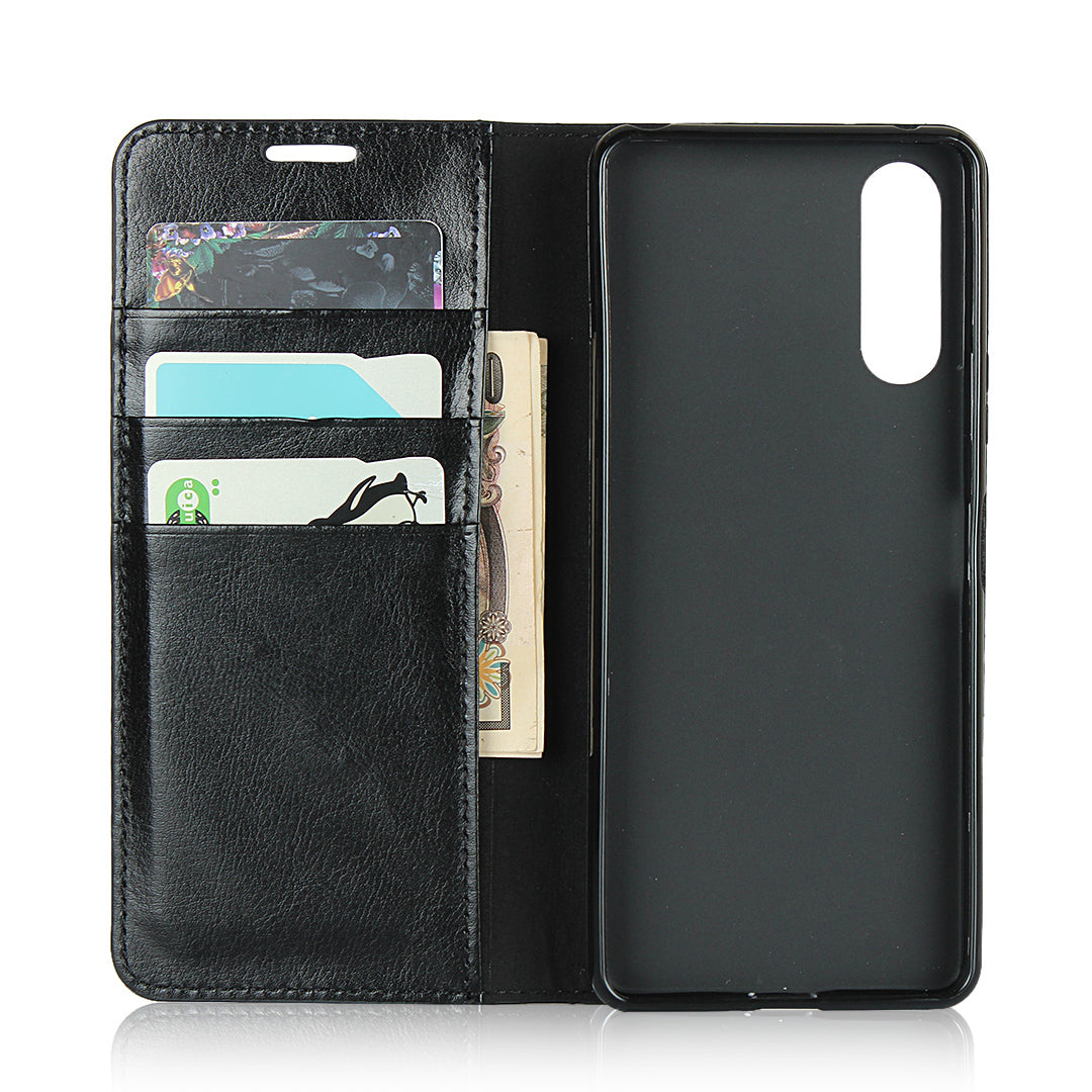 Crazy Horse Wallet Stand Genuine Leather Case Phone Shell for Sony Xperia 10 II
