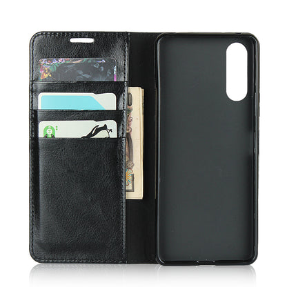 Crazy Horse Wallet Stand Genuine Leather Case Phone Shell for Sony Xperia 10 II
