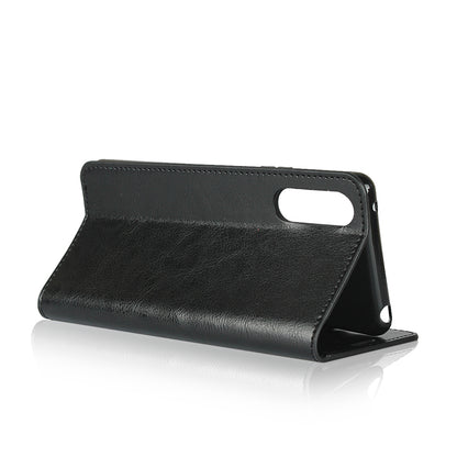 Crazy Horse Wallet Stand Genuine Leather Case Phone Shell for Sony Xperia 10 II
