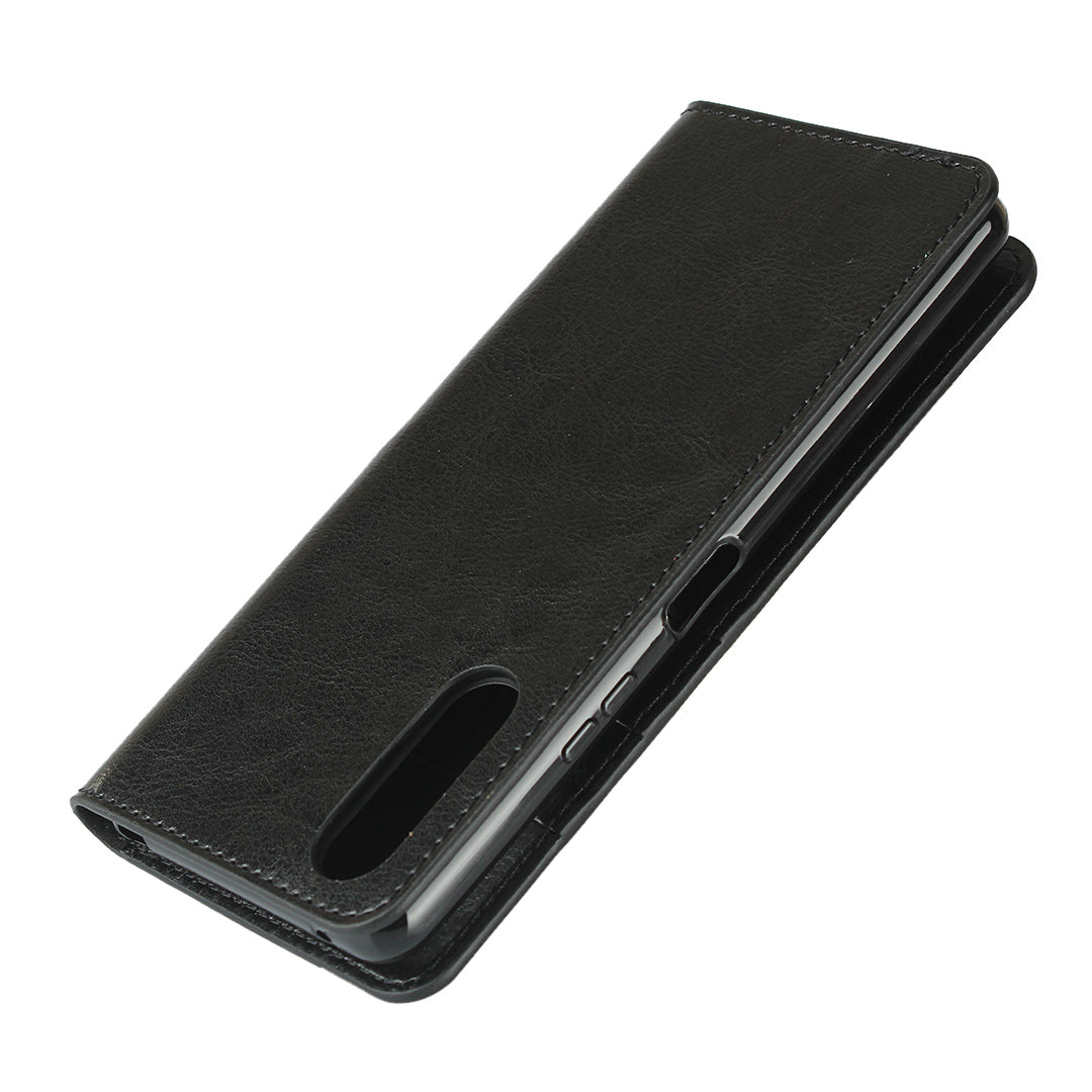 Crazy Horse Wallet Stand Genuine Leather Case Phone Shell for Sony Xperia 10 II