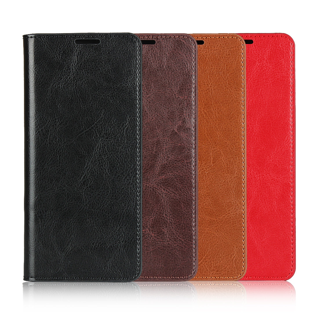 Crazy Horse Wallet Stand Genuine Leather Case Phone Shell for Sony Xperia 10 II