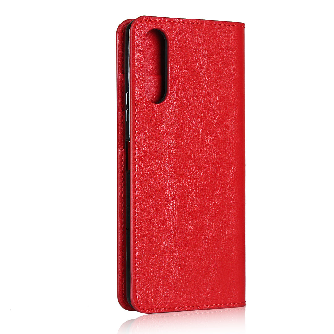 Crazy Horse Wallet Stand Genuine Leather Case Phone Shell for Sony Xperia 10 II