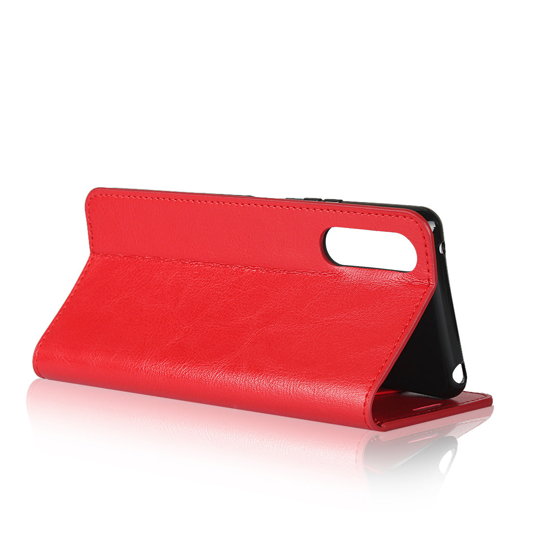 Crazy Horse Wallet Stand Genuine Leather Case Phone Shell for Sony Xperia 10 II