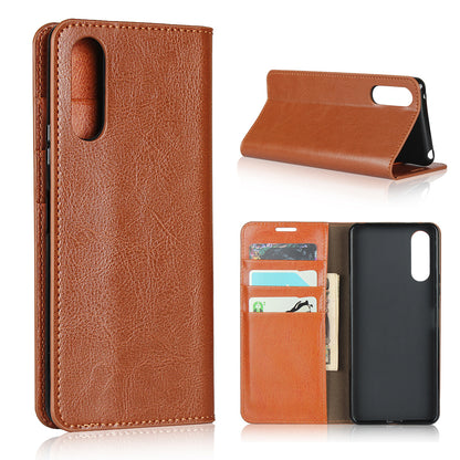 Crazy Horse Wallet Stand Genuine Leather Case Phone Shell for Sony Xperia 10 II
