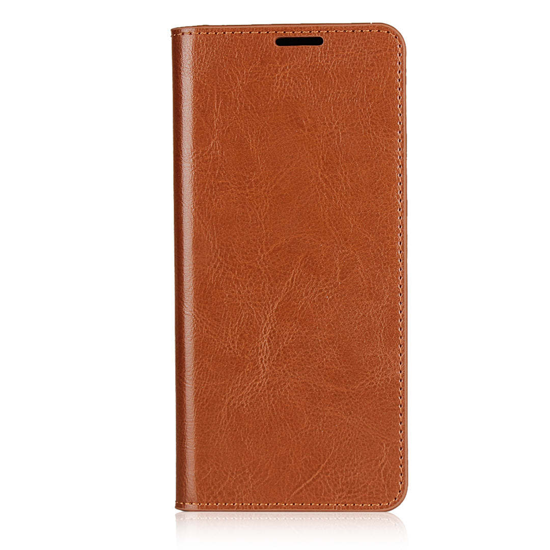 Crazy Horse Wallet Stand Genuine Leather Case Phone Shell for Sony Xperia 10 II