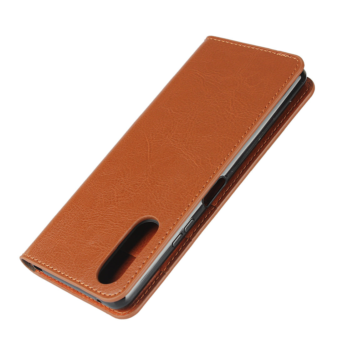 Crazy Horse Wallet Stand Genuine Leather Case Phone Shell for Sony Xperia 10 II