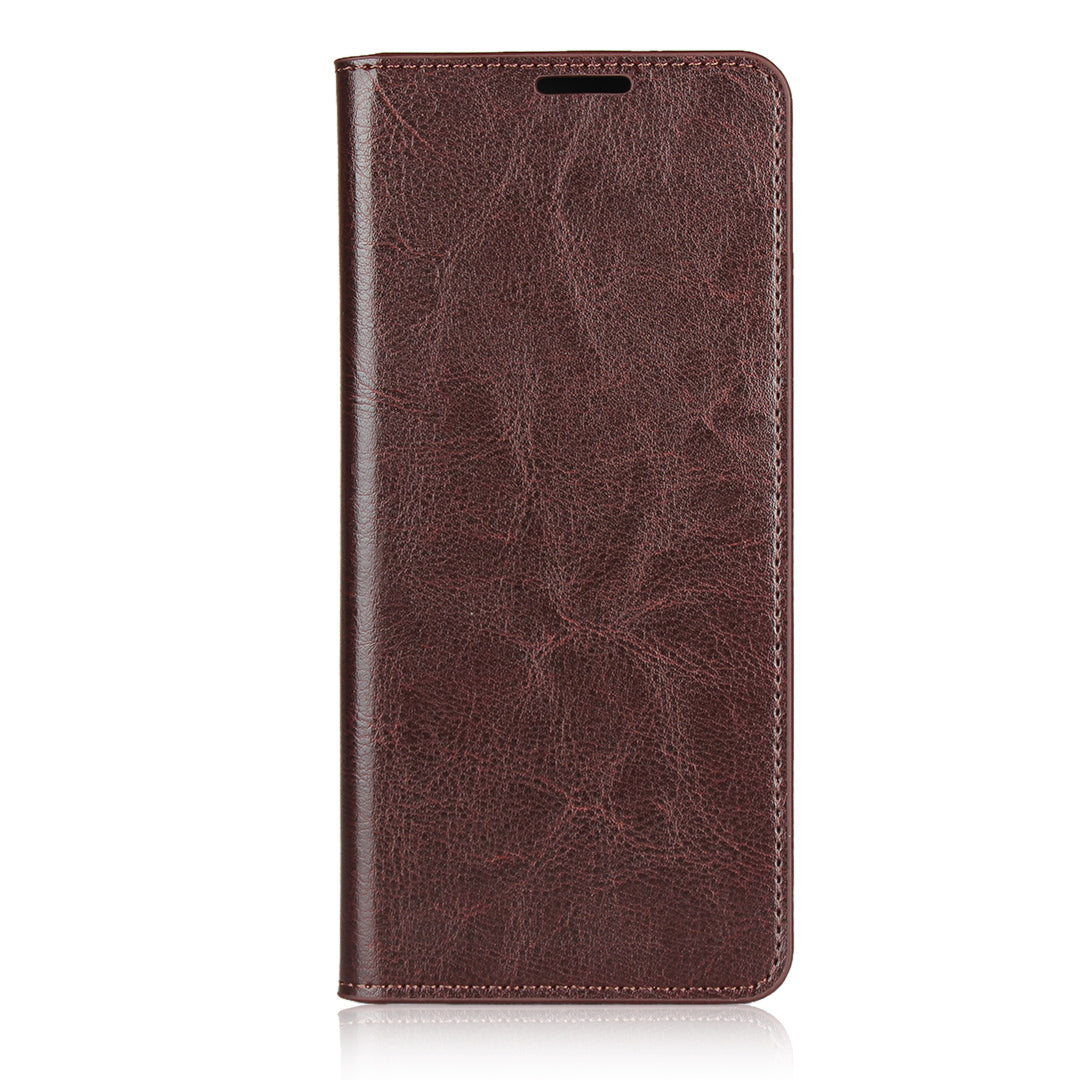 Crazy Horse Wallet Stand Genuine Leather Case Phone Shell for Sony Xperia 10 II