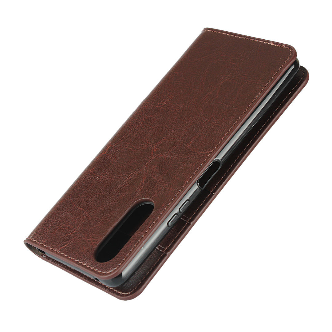 Crazy Horse Wallet Stand Genuine Leather Case Phone Shell for Sony Xperia 10 II