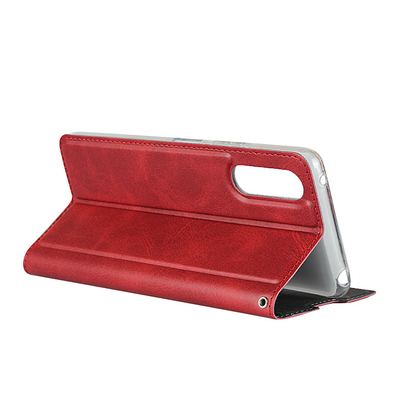 PU Leather Stand Case with Card Slot Phone Shell for Sony Xperia 10 II