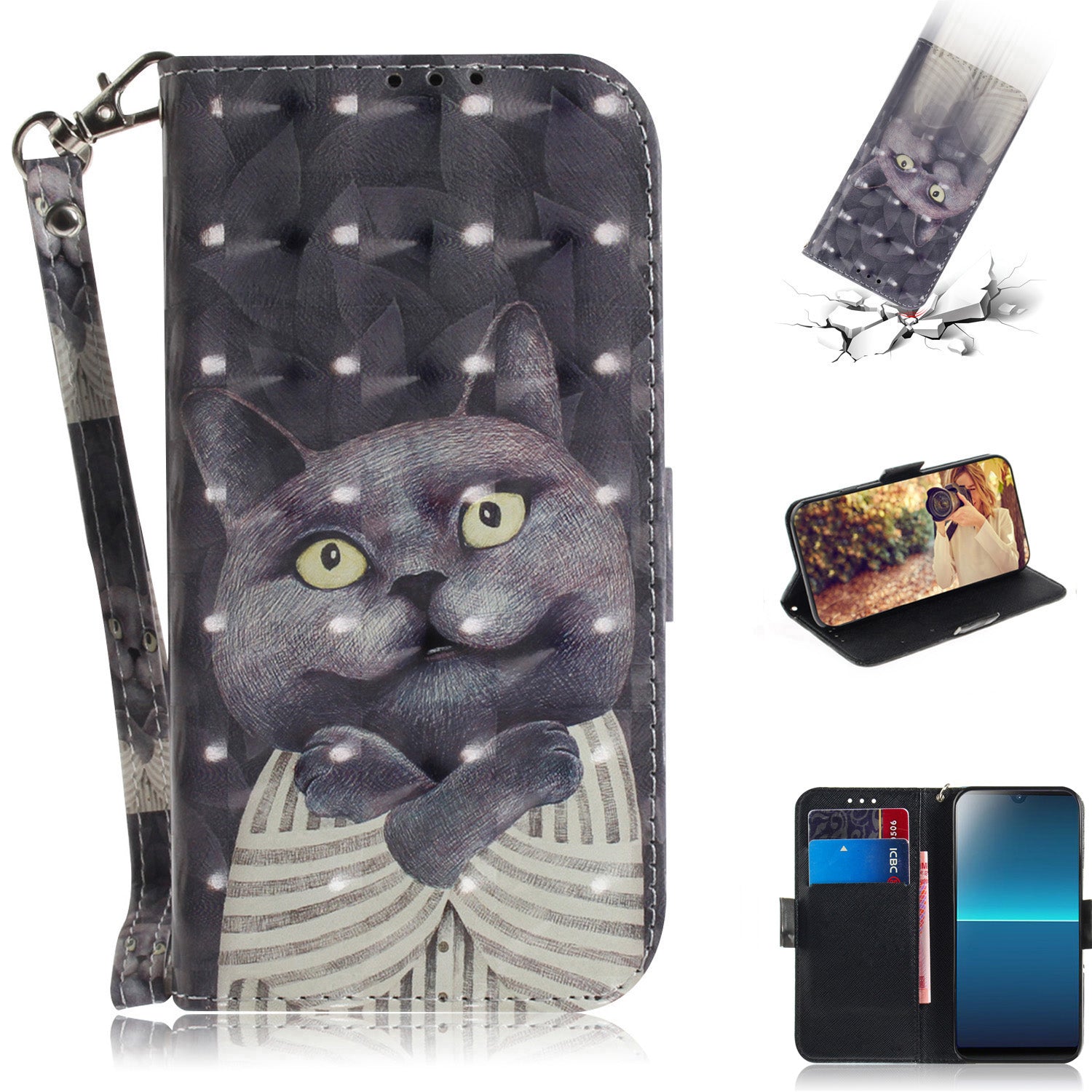 Patterned Light Spot Decor Leather Wallet Phone Case for Sony Xperia L4