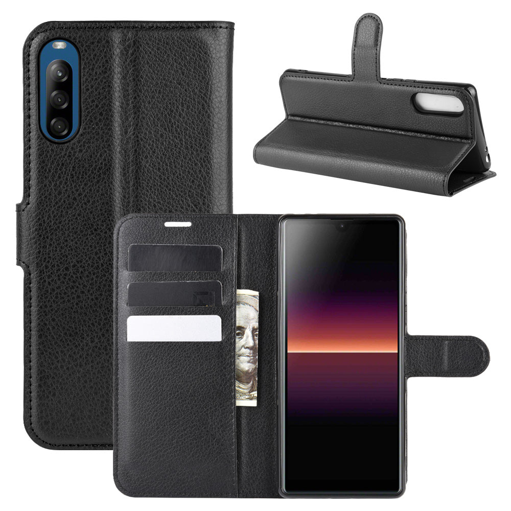 Litchi Skin Wallet Leather Stand Case for Sony Xperia L4