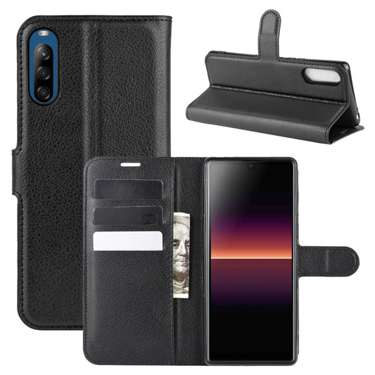 Litchi Skin Wallet Leather Stand Case for Sony Xperia L4