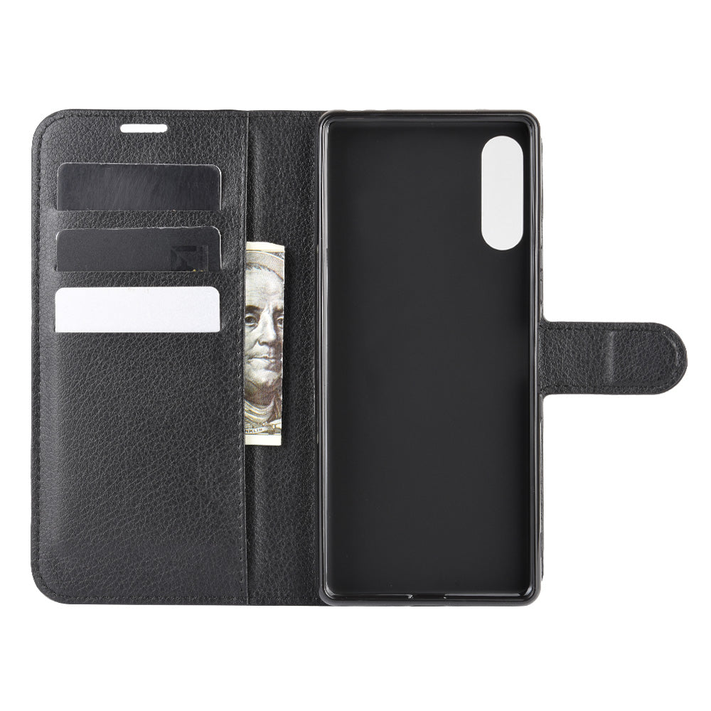 Litchi Skin Wallet Leather Stand Case for Sony Xperia L4