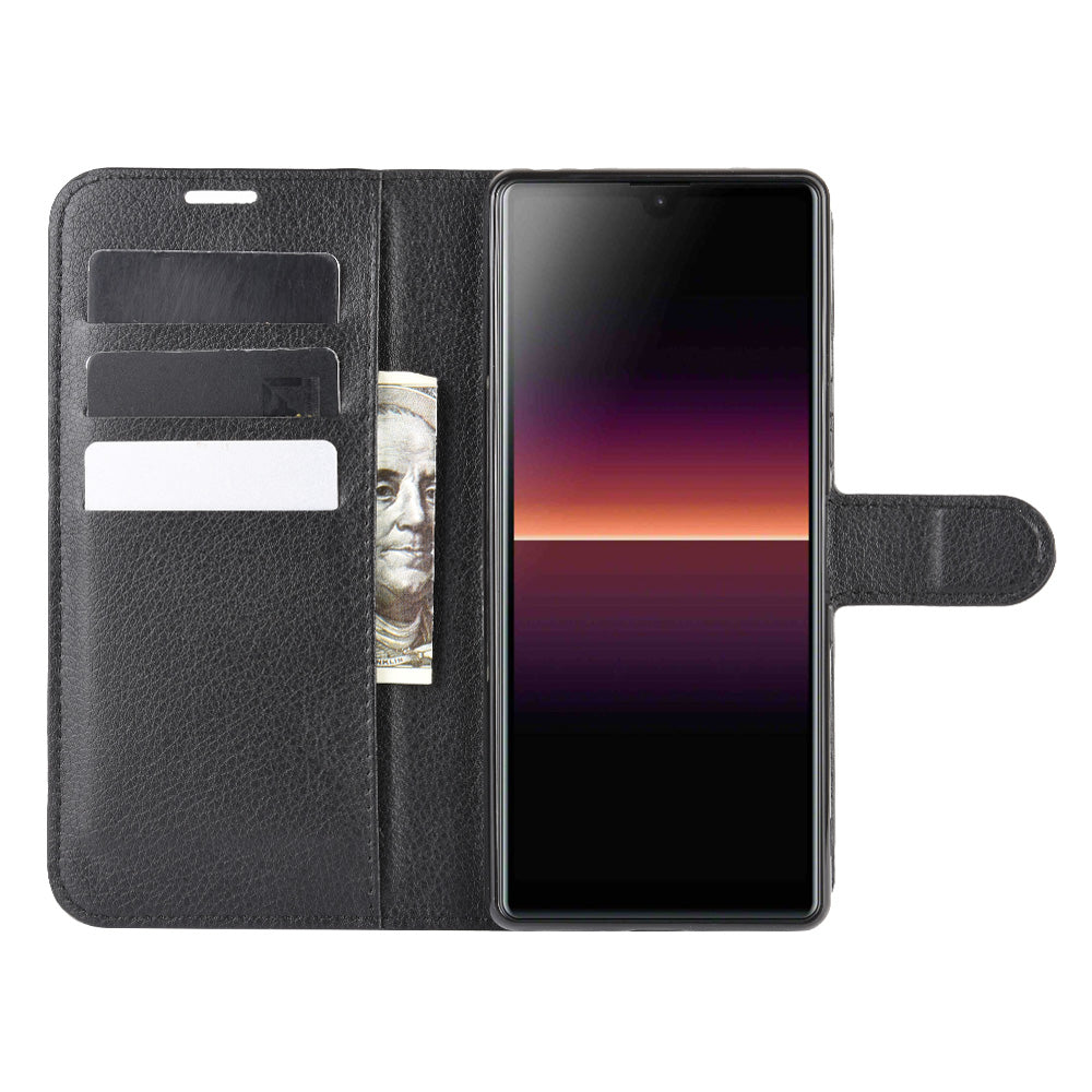 Litchi Skin Wallet Leather Stand Case for Sony Xperia L4