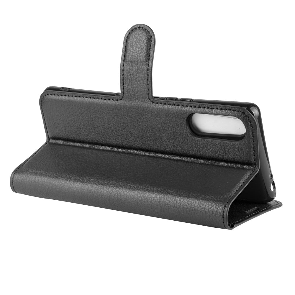Litchi Skin Wallet Leather Stand Case for Sony Xperia L4