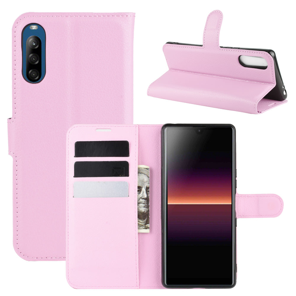 Litchi Skin Wallet Leather Stand Case for Sony Xperia L4