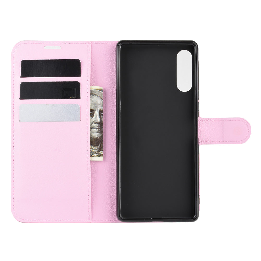 Litchi Skin Wallet Leather Stand Case for Sony Xperia L4