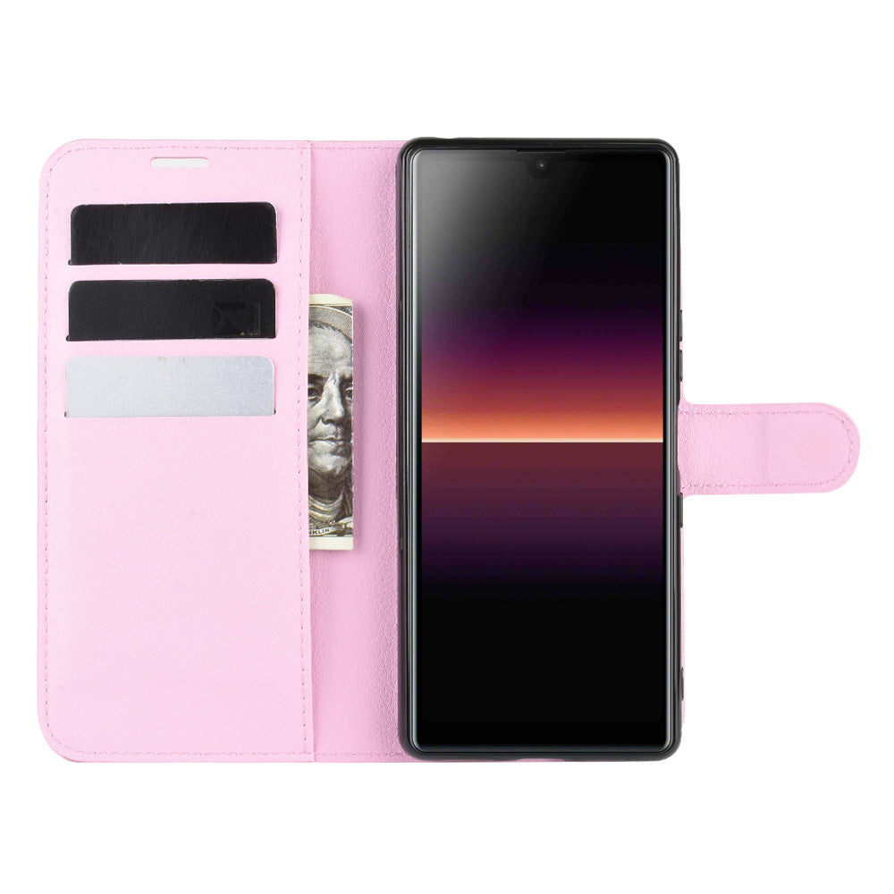 Litchi Skin Wallet Leather Stand Case for Sony Xperia L4