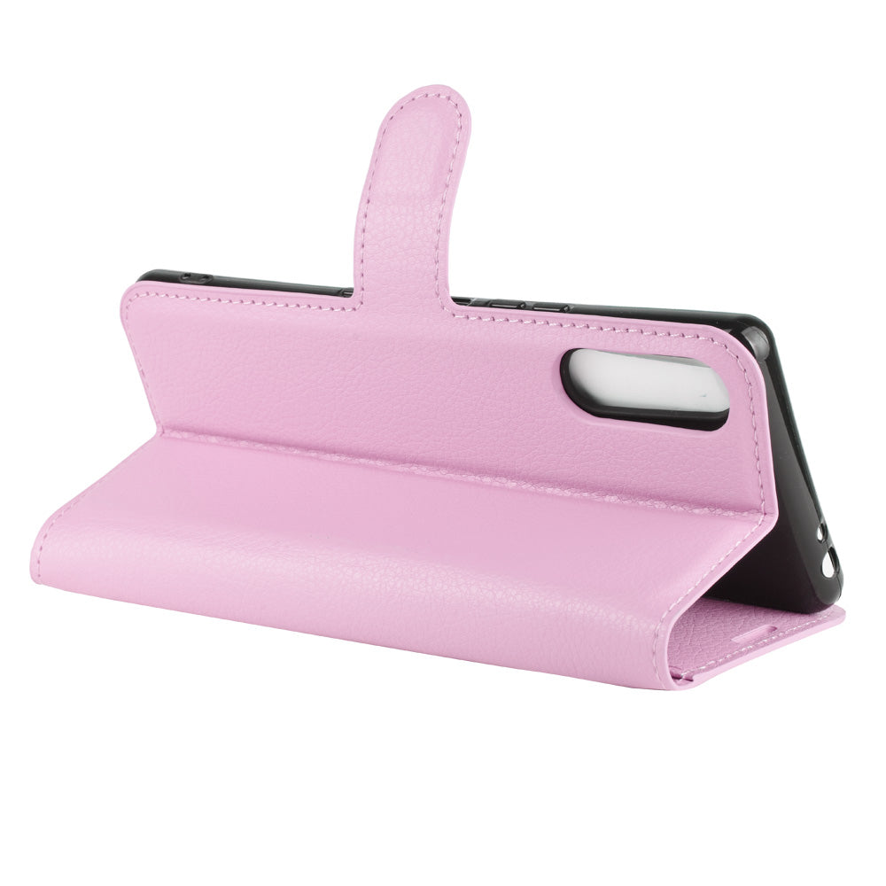 Litchi Skin Wallet Leather Stand Case for Sony Xperia L4