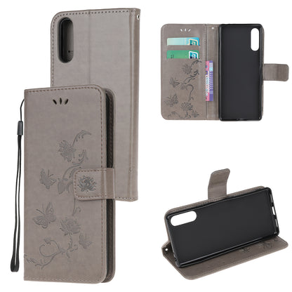Imprint Butterfly Flower Wallet Stand Leather Flip Cover for Sony Xperia L4