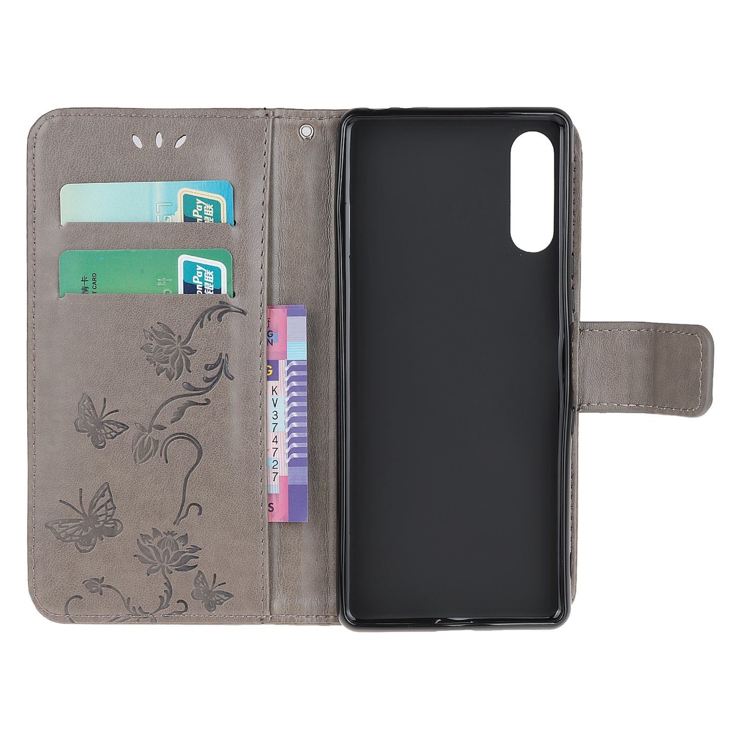 Imprint Butterfly Flower Wallet Stand Leather Flip Cover for Sony Xperia L4