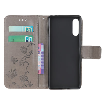 Imprint Butterfly Flower Wallet Stand Leather Flip Cover for Sony Xperia L4