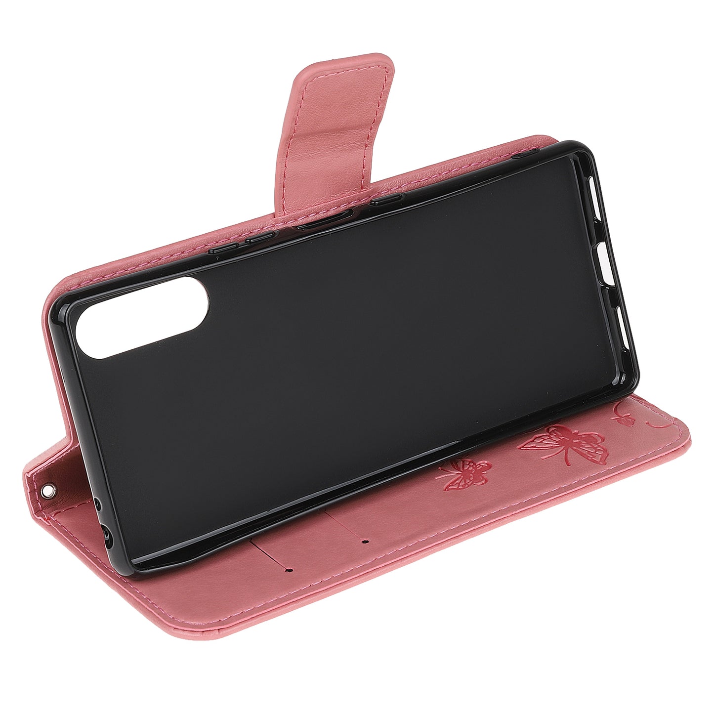 Imprint Butterfly Flower Wallet Stand Leather Flip Cover for Sony Xperia L4