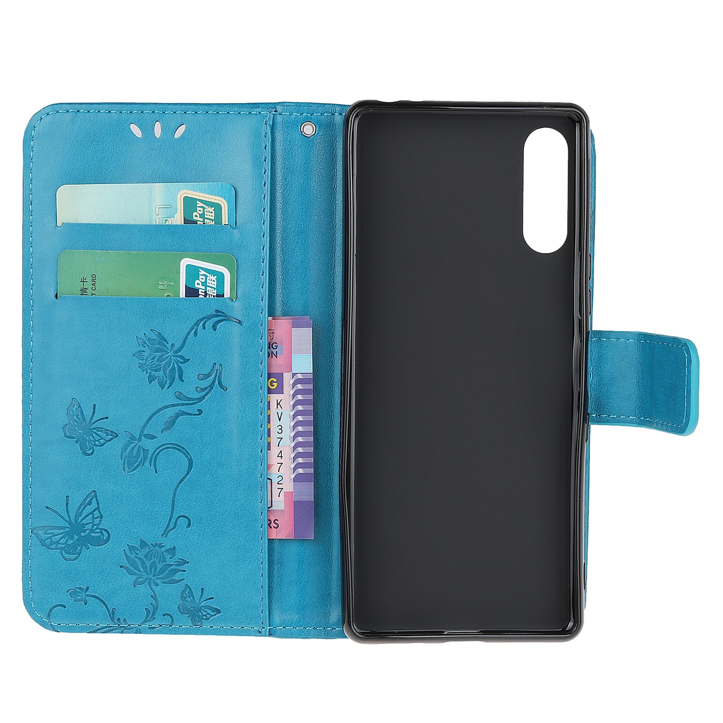 Imprint Butterfly Flower Wallet Stand Leather Flip Cover for Sony Xperia L4