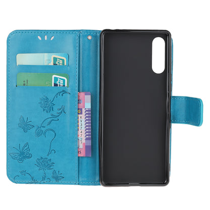 Imprint Butterfly Flower Wallet Stand Leather Flip Cover for Sony Xperia L4