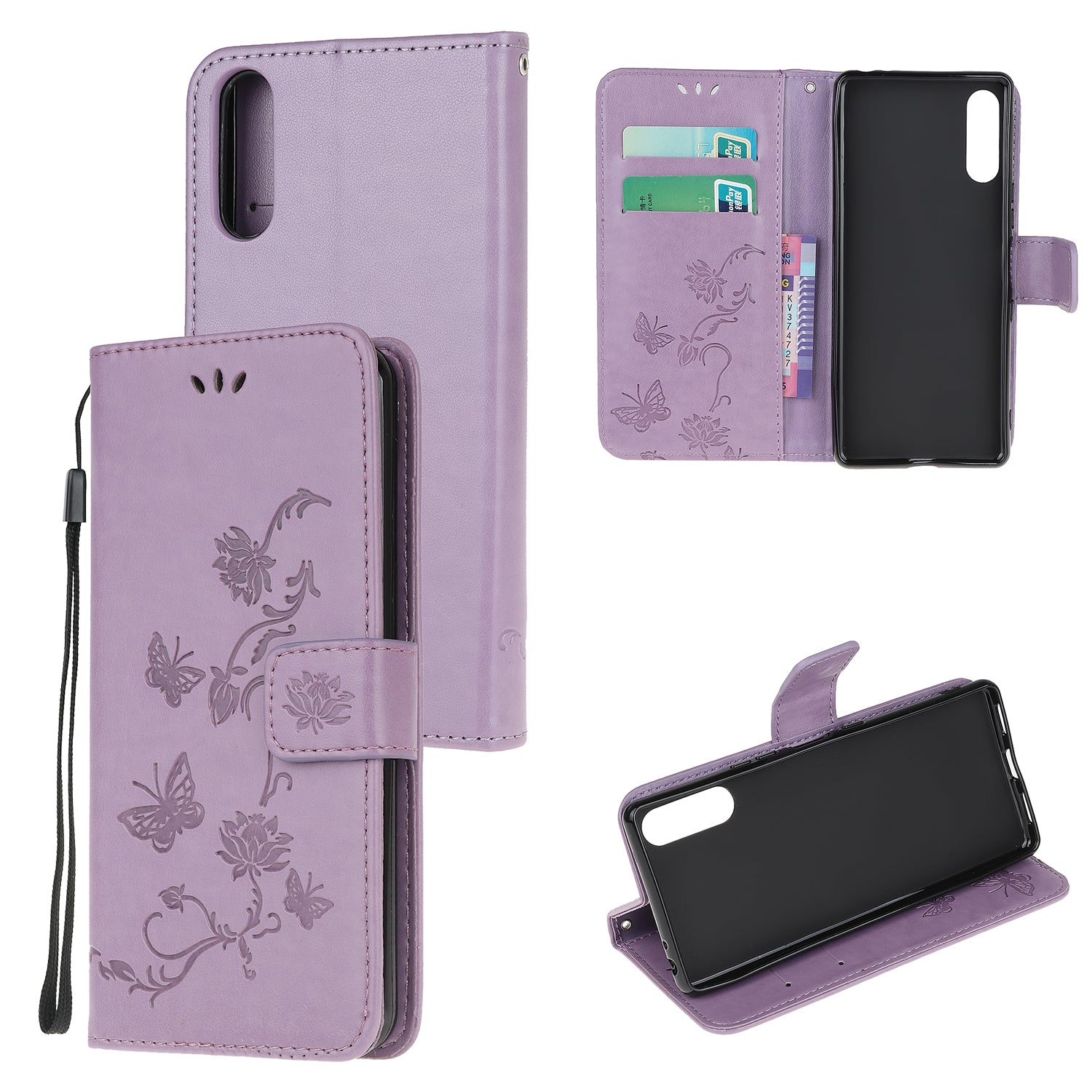 Imprint Butterfly Flower Wallet Stand Leather Flip Cover for Sony Xperia L4
