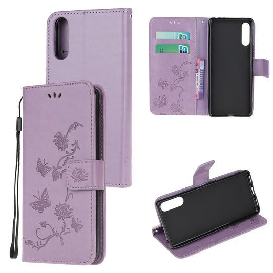 Imprint Butterfly Flower Wallet Stand Leather Flip Cover for Sony Xperia L4