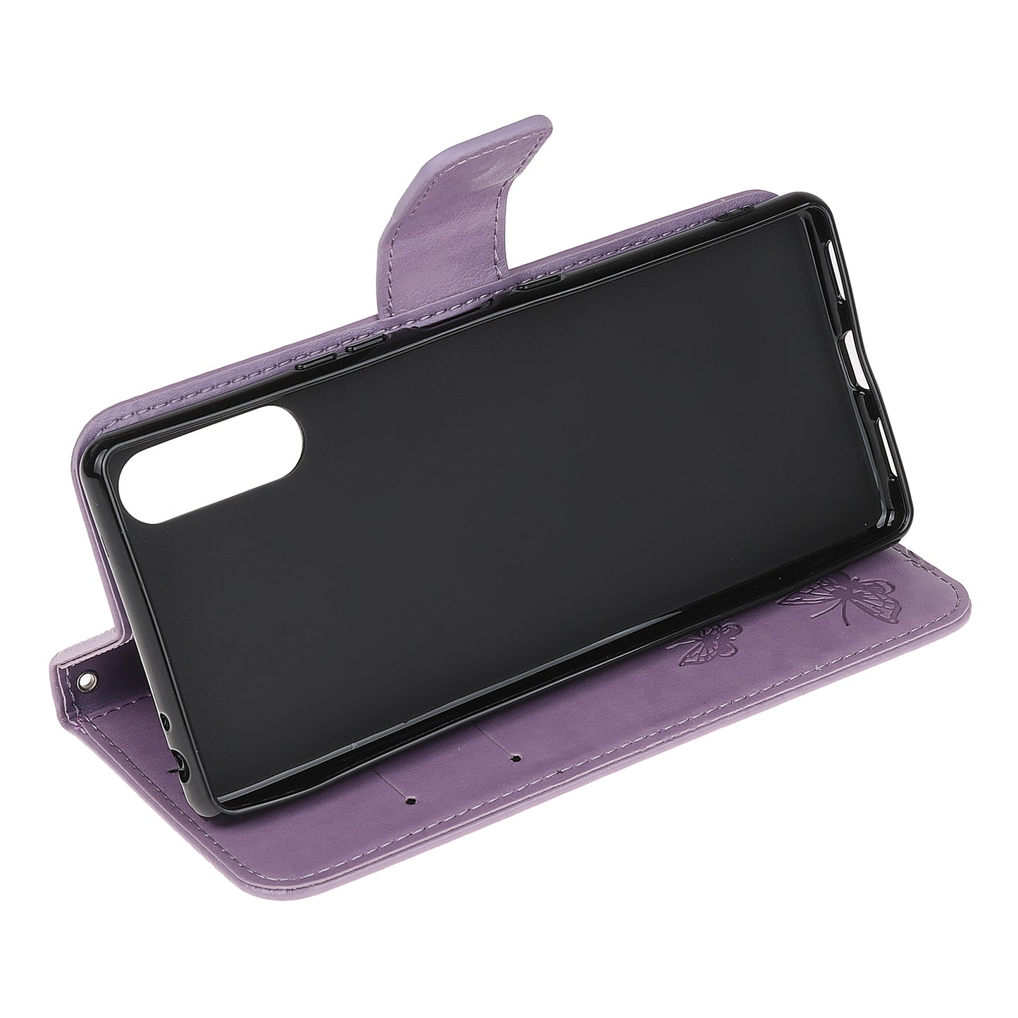Imprint Butterfly Flower Wallet Stand Leather Flip Cover for Sony Xperia L4
