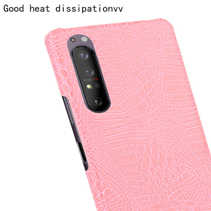 Crocodile Texture PU Leather Coated PC Phone Cover for Sony Xperia 1 II