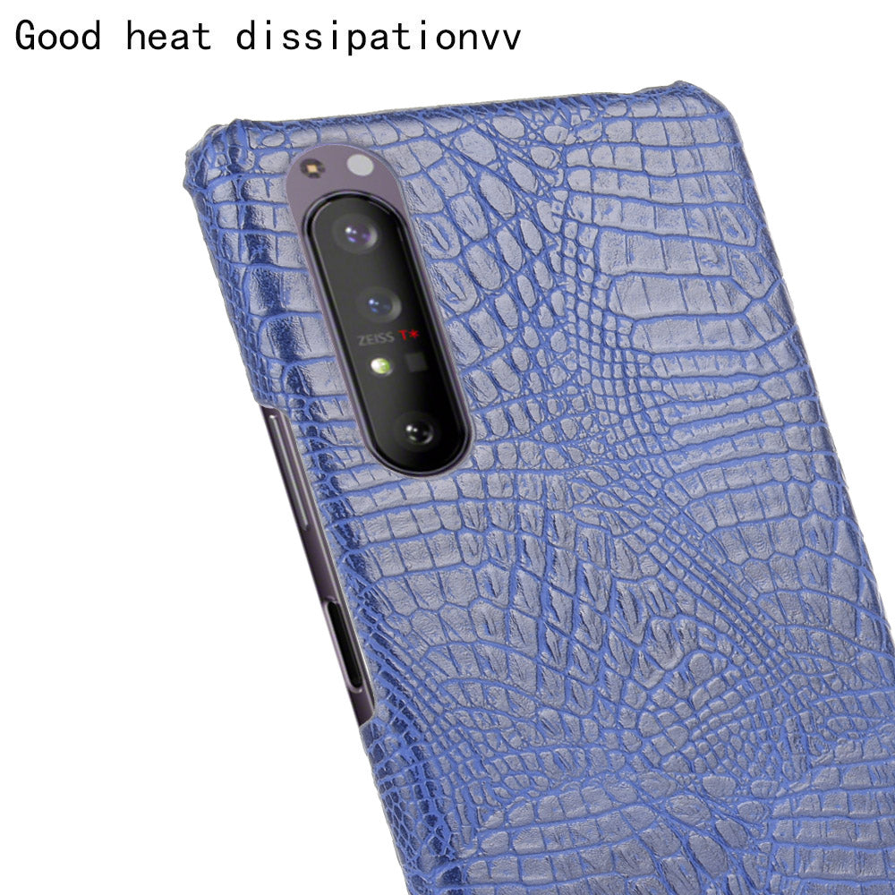 Crocodile Texture PU Leather Coated PC Phone Cover for Sony Xperia 1 II