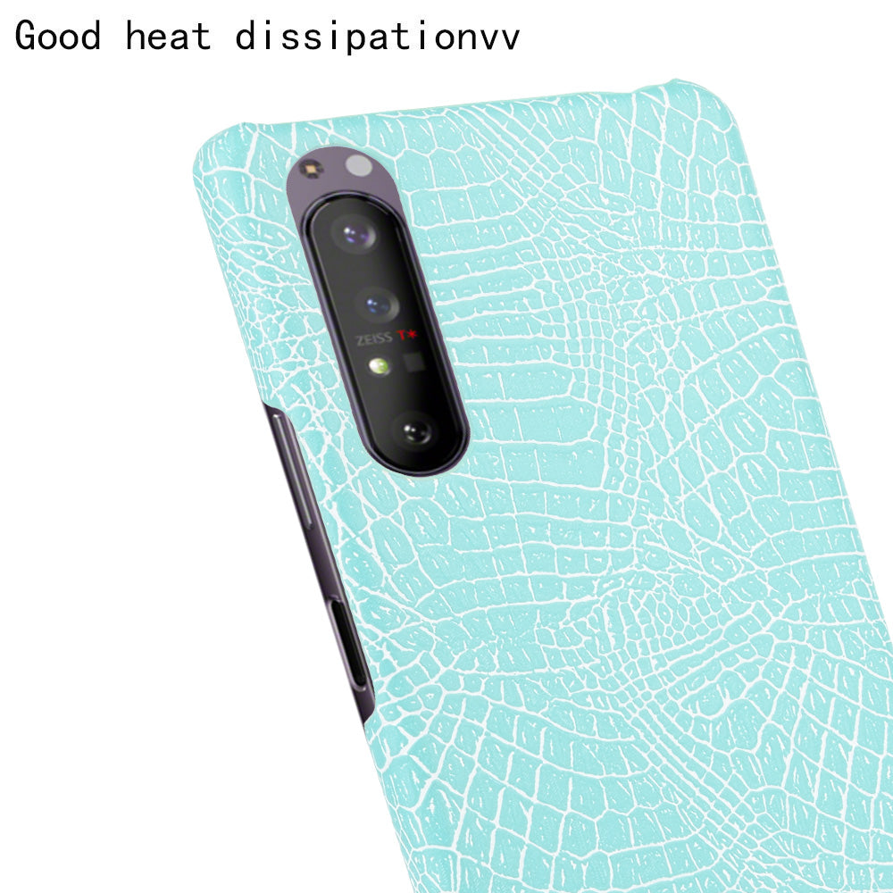 Crocodile Texture PU Leather Coated PC Phone Cover for Sony Xperia 1 II