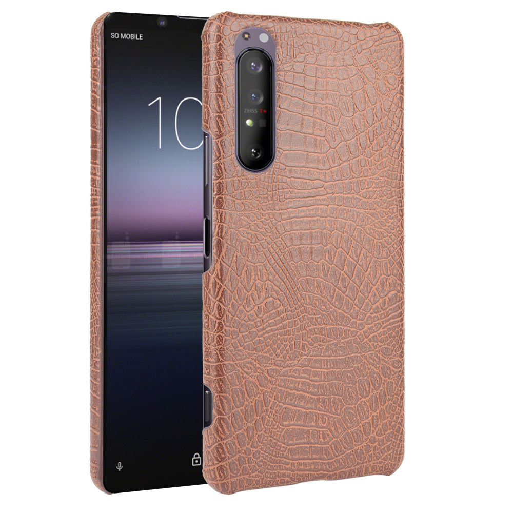 Crocodile Texture PU Leather Coated PC Phone Cover for Sony Xperia 1 II