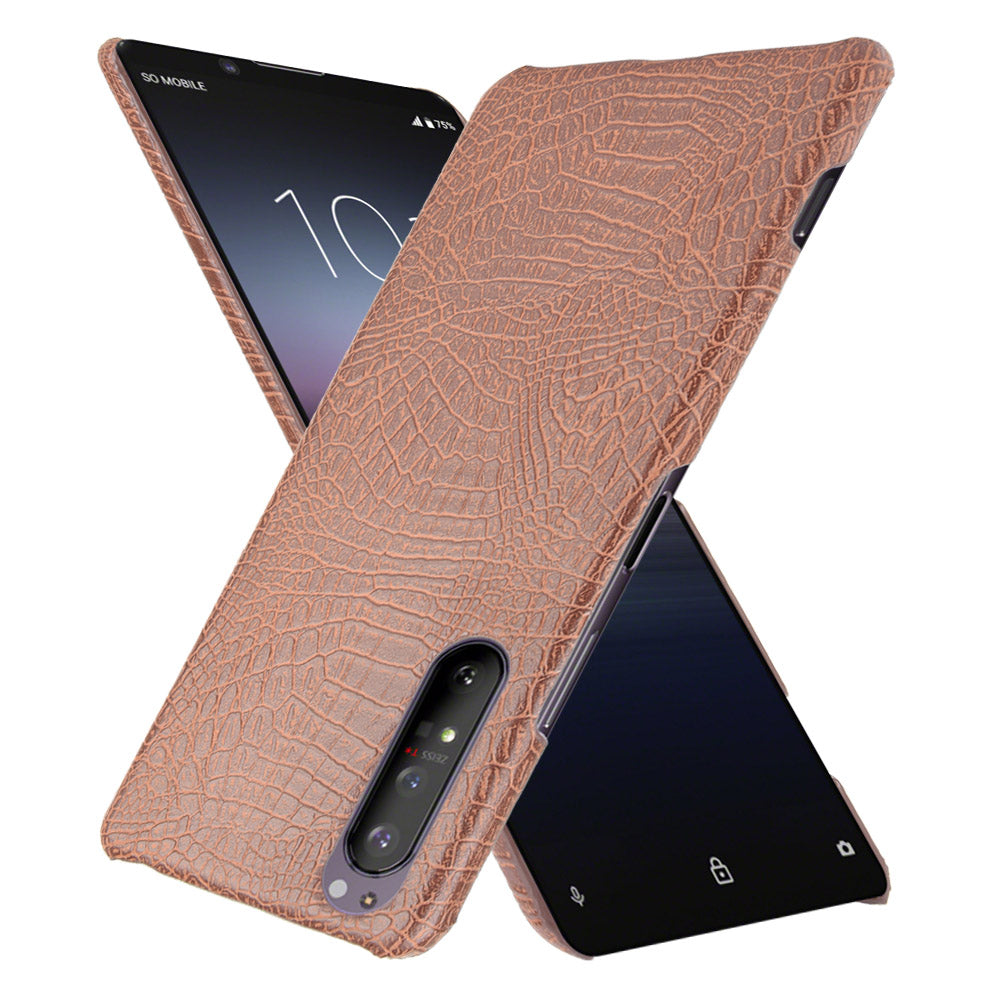 Crocodile Texture PU Leather Coated PC Phone Cover for Sony Xperia 1 II