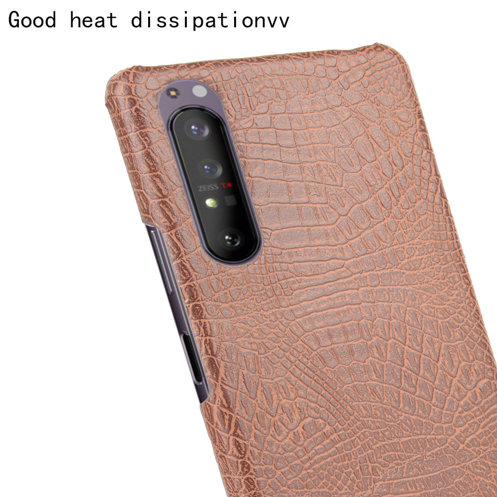 Crocodile Texture PU Leather Coated PC Phone Cover for Sony Xperia 1 II