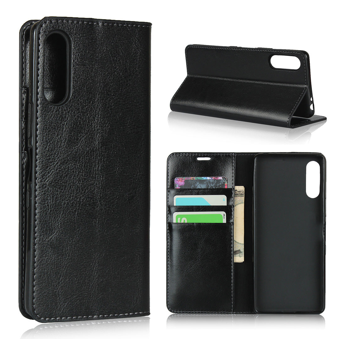Crazy Horse Wallet Stand Genuine Leather Cover for Sony Xperia L4