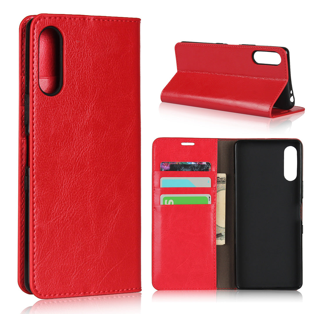Crazy Horse Wallet Stand Genuine Leather Cover for Sony Xperia L4
