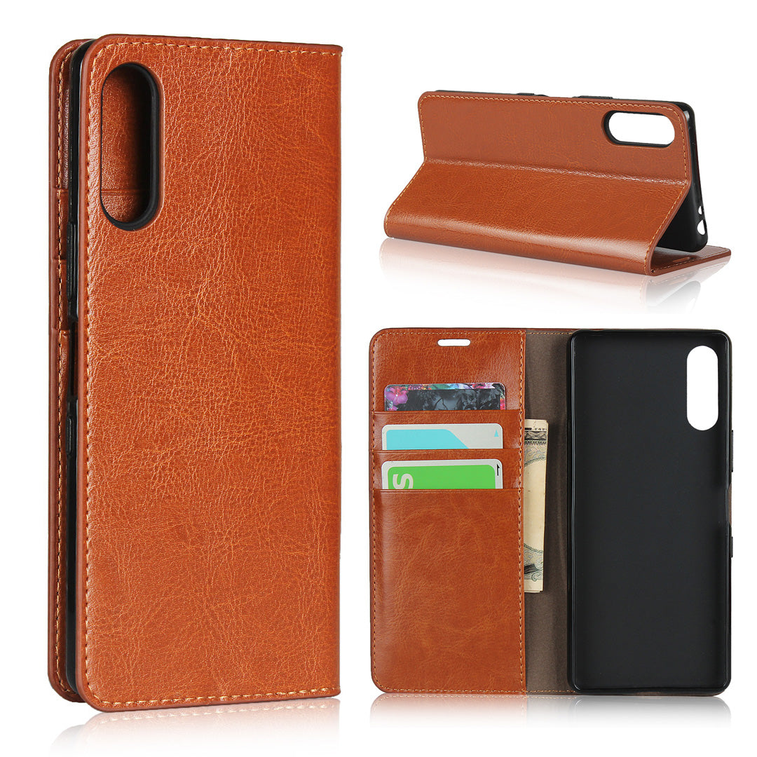 Crazy Horse Wallet Stand Genuine Leather Cover for Sony Xperia L4