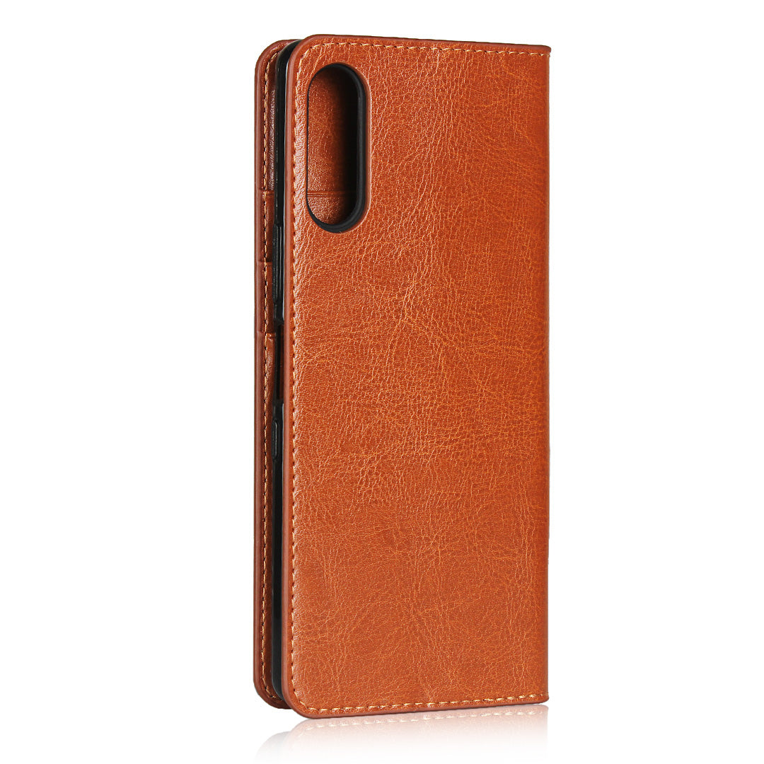 Crazy Horse Wallet Stand Genuine Leather Cover for Sony Xperia L4