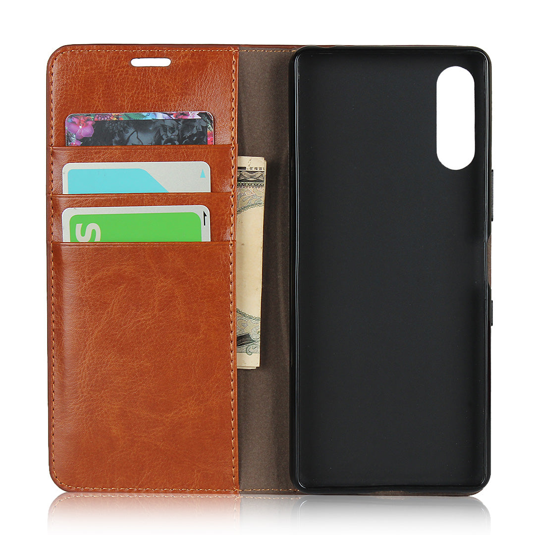 Crazy Horse Wallet Stand Genuine Leather Cover for Sony Xperia L4