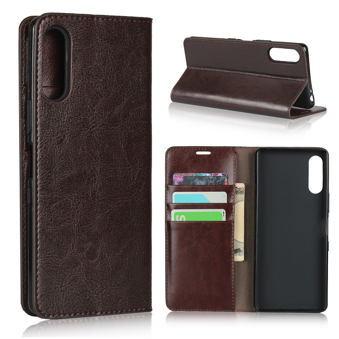 Crazy Horse Wallet Stand Genuine Leather Cover for Sony Xperia L4