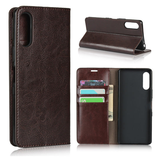 Crazy Horse Wallet Stand Genuine Leather Cover for Sony Xperia L4