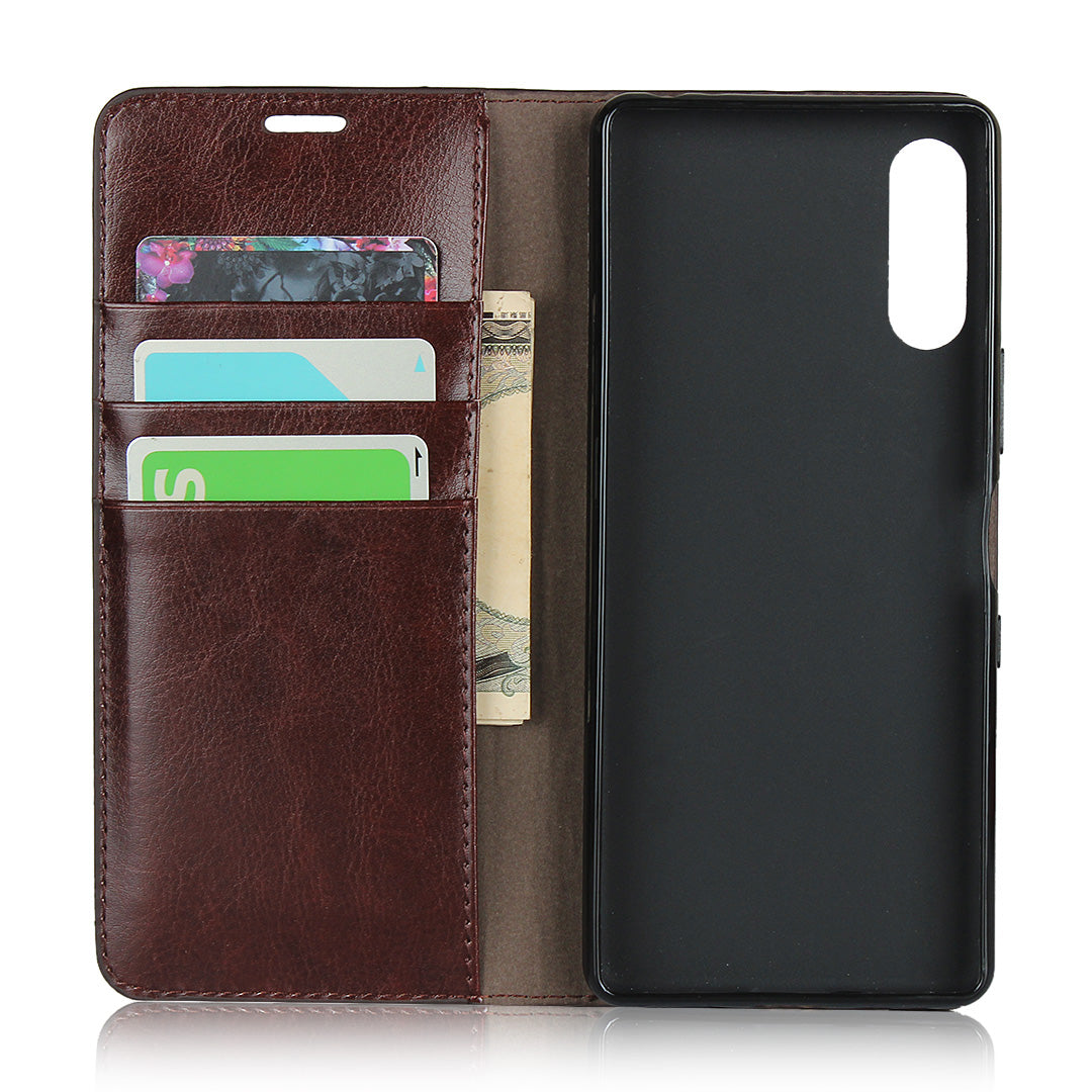 Crazy Horse Wallet Stand Genuine Leather Cover for Sony Xperia L4