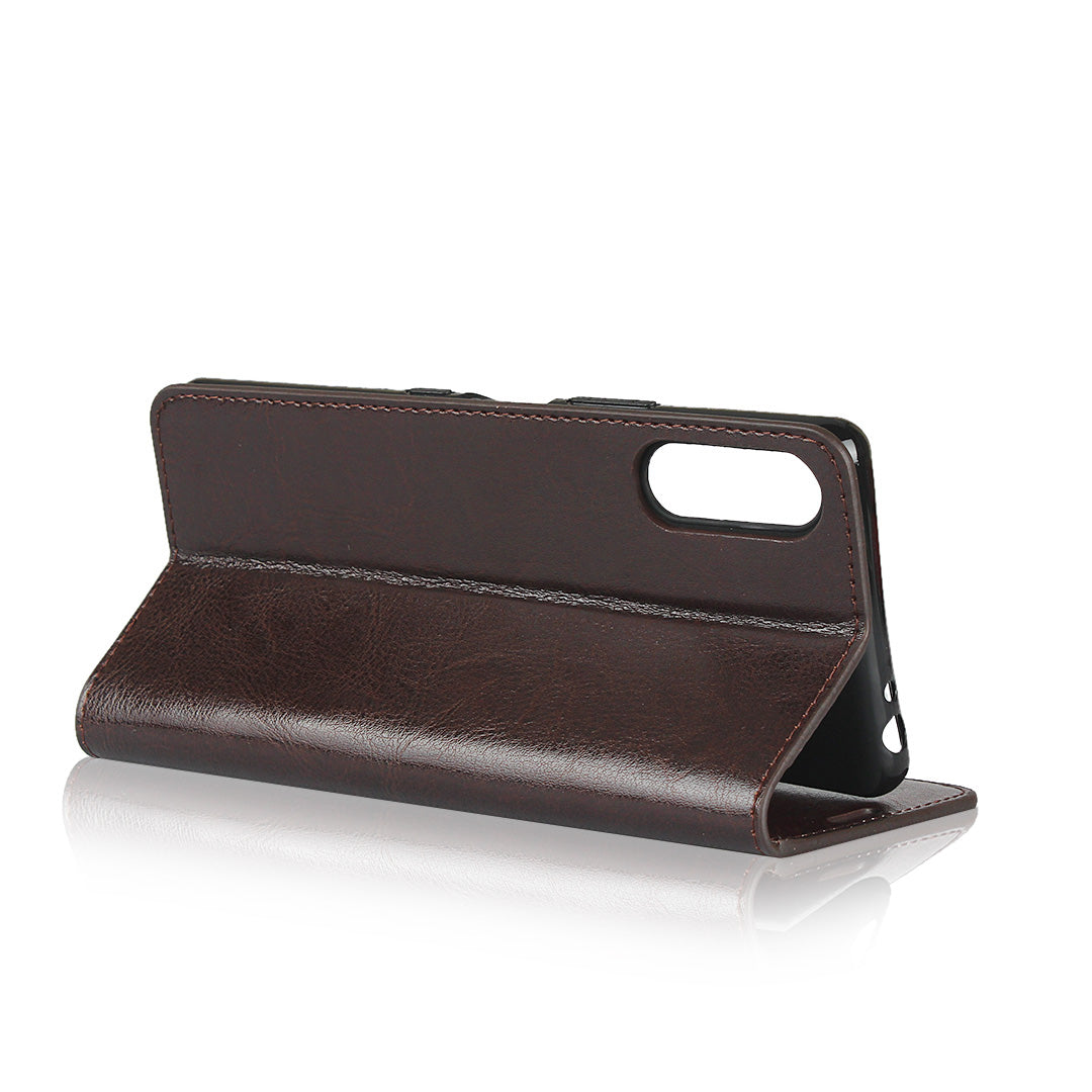 Crazy Horse Wallet Stand Genuine Leather Cover for Sony Xperia L4