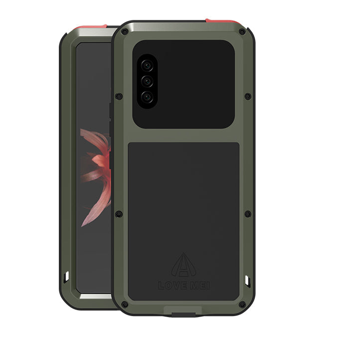 LOVE MEI Silicone+Metal+Tempered Glass Shock-proof Splash-proof Defender Shell for Sony Xperia 10 II