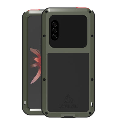 LOVE MEI Silicone+Metal+Tempered Glass Shock-proof Splash-proof Defender Shell for Sony Xperia 10 II