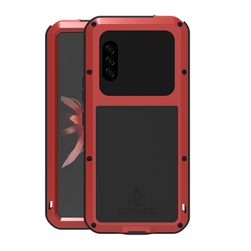 LOVE MEI Silicone+Metal+Tempered Glass Shock-proof Splash-proof Defender Shell for Sony Xperia 10 II